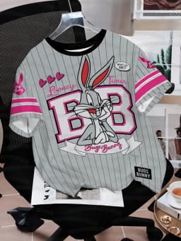 2026 Summer Men's Women's Short Sleeve T-Shirt Tweety Rabbit Cartoon Print Quick drying Round Neck Casual T-shirt Top