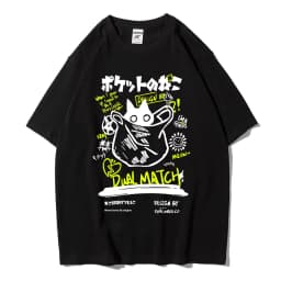 Men Women Cartoon T-Shirts Summer Harajuku Kawaii Cat Printed Short Sleeve Tees Couple Streetwear Loose Clothes Y2K Tops