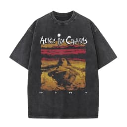 New in Top & Tees Mens T-Shirt Camisetas Rock Band Alice in Chains Dirt Washed Vintage Short Sleeved Round Neck Y2k Tshirt