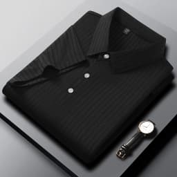 2026 New Men's Casual Fashion Striped Short Sleeved Collar Polo Shirt Breathable and Comfortable Summer Versatile T-shirt