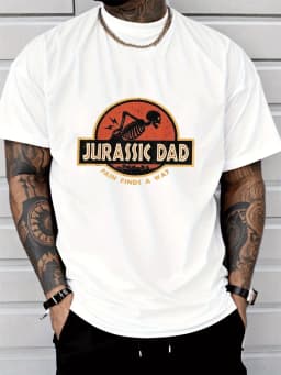 Jurassic Dad Dinosaur Skeleton Graphic Mens T Shirt Funny Father Vintage Short Sleeve Crew Neck Cotton Tee Dad Humor Casual Top