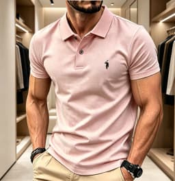 Men Breathable Fabric Solid Color Lapel Polo Shirt Short Sleeve Business Casual Tops With Mini Rider Figure Embroidery On Chest