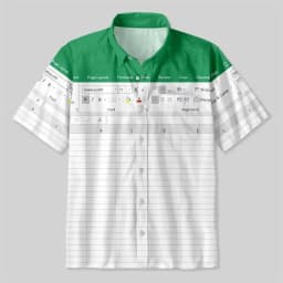 Men's Fun Excel Spreadsheet 3D Print Shirts Green White Funny Office Short Sleeve Lapel Tops Men Clothes