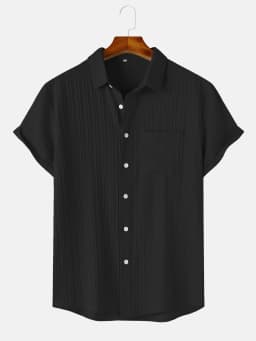 Men's Comfortable Shirt Summer Beach Men's Shirt Men's Short Sleeve Shirts Solid Color Casual Short Sleeve Shirt