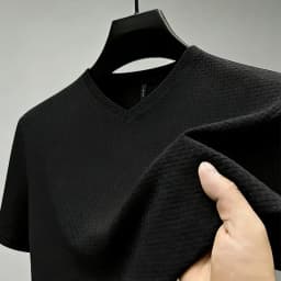 Fashion Men's Business Casual Ice Silk T-Shirt V Neck Short Sleeve Khaki Daily Work Wear
