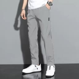 Ice Silk Men's Pants 2025 Summer New Black Gray Thin Business Casual Pants Outdoor Elastic Breathable Straight Leg Sweatpants