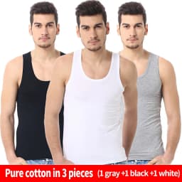 1/3/5 Piece Men's Four Season Pure Cotton Slim Fit Versatile Vest Round Neck Sports Fitness Base Shirt Sleeveless Casual Top