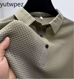 Fat and Plus Size Men's Short Sleeved T-shirt, Ice Silk Mesh Shirt Collar, High-end Solid Color Polo Shirt, Half Sleeved Top For
