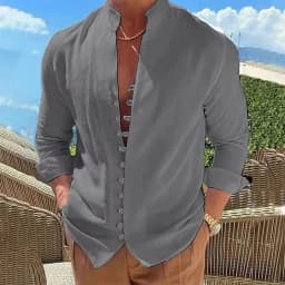Spring and Autumn Cotton Linen Shirt Men Hot Sale Men's Long-Sleeved Shirts Solid Color Button Up Casual Style Plus Size