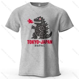 Tokyo Dinosaur Printed Men's T-Shirt 100% Cotton Oversized Japanese Harajuku Graphic Tees for Women Tops Tees Casual Streetwear