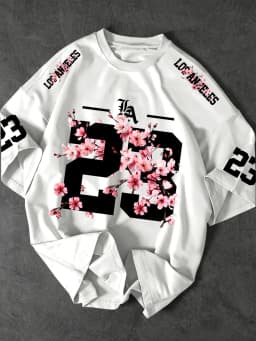 Summer 3D Printings Perfect for Daily Wear for Big-Sized Men's T-Shirts with Cherry Blossom Pattern T-shirt