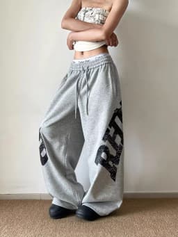Unisex Hip Hop Loose Long Pants Summer Quick Dry Fabric Gray Back Big Letter Print Drawstring Wide Leg Trousers Street Joggers