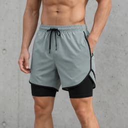 Men's 2 in 1 Gym Shorts Quick Dry Workout Running Shorts Compression Liner Zipper Pocket Athletic Training Summer Shorts