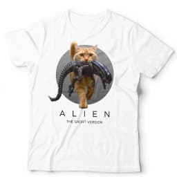 Alien T-shirt for Both Men and Women, Short and Fun Sci-fi Horror Movie, Printed T-shirt for Cat Lovers, Fashionable
