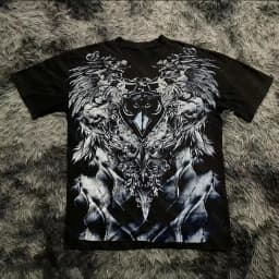 Retro Classic Gothic Style T-shirt Print Oversized Shirt High Street Shirts Gothic Round Neck Cotton Tops New Mens Women T Shirt