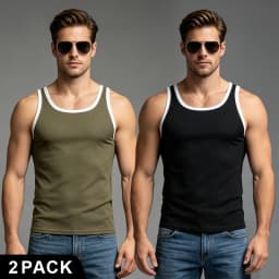 Men's Tank Top Summer Solid Color White Edge Narrow Shoulder Fashion Sports Fitness Leisure Basic Versatile Comfortable Top