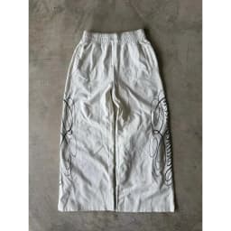 2026 Summer White Loose Wide Leg Sweatpants Abstract Curve Print Elastic Waist Casual Hip Hop Dance Jogger Adults/Kids Pants