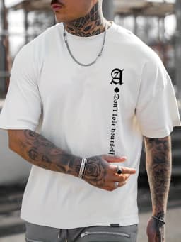 Men's 100% Pure Cotton Summer Loose Oversized Casual Paris Letter Printed Sports Round Neck Short Sleeved T-Shirt Top