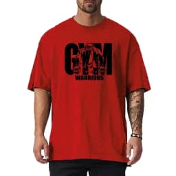 Summer oversized men's cotton shoulder relaxation and descent fitness summer fitness sports bodybuilding short-sleeved T-shirt