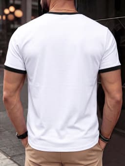 New Summer Casual Vacation-Style Men's V-Neck Short-SleeveTop, Stylish, Refreshing, Comfortable And Breathable For Summer