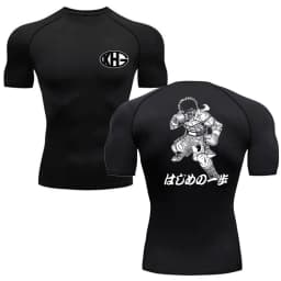 Anime Hajime Compression Shirt Men Short Running T Shirt Gym Sports Top Quick Dry Breathable Fitness Sportswear Bodybuilding Tee