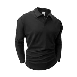 Spring Men's Casual Business Long Sleeve Shirt Solid Color Breathable Lapel T-shirt Men's Outdoor Long Sleeve Polo Shirt Top