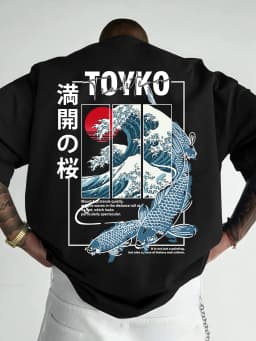 Men Japanese-style Trendy Pattern Loose Summer New T-shirt 100% Pure Cotton Soft Material Versatile Comfortable and Breathable