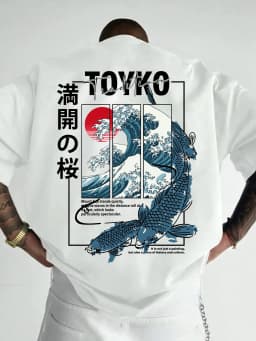Men Japanese-style Trendy Pattern Loose Summer New T-shirt 100% Pure Cotton Soft Material Versatile Comfortable and Breathable