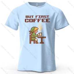 BUT FIRST COFFEE Cozy Printed Men's T-Shirt 100% Cotton Oversized Playful Graphic Tees for Women Tops Tees Casual Streetwear