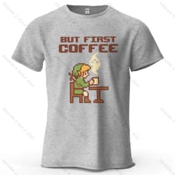 BUT FIRST COFFEE Cozy Printed Men's T-Shirt 100% Cotton Oversized Playful Graphic Tees for Women Tops Tees Casual Streetwear