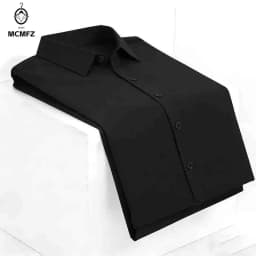 Non-iron Men's Black Short Sleeve Button Down Shirt Formal Business Dress Shirt Turn-down Collar Office Tops