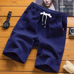 Summer new men's imitation linen breathable shorts Hawaii beach pants men's solid color shorts loose multi-functional street wea