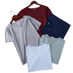 Men's Skinny Shirt Ice Silk Basic Shirts Solid Color Breathable Seamless T-shirt Men Thin Slim Bottoming V-Neck Shirt For Male
