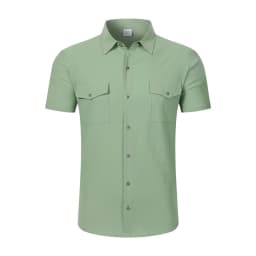 Men's Linen Button Up Short Sleeve Shirt Lapel Collar Lightweight Breathable Double Chest Pocket Summer Beach Daily Casual Tops