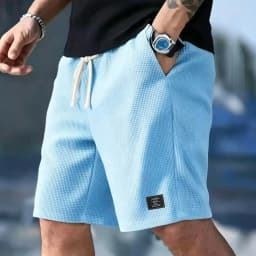 2026 Summer Men's Waffle Texture Casual Sports Beach Shorts Quick Dry Trendy Breathable Bermuda Shorts Streetwear 