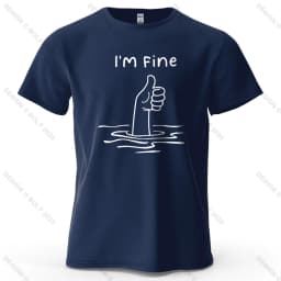 I'm Fine Funny Printed Men's T-Shirt 100% Cotton Oversized Minimalist Cartoon Graphic Tees for Women Tops Tees Streetwear
