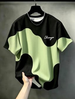 European and American Men's Summer Simple Letter Splicing Print Comfortable and Breathable Round Neck T-Shirt Outdoor Casual Top