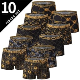 5 /10 Pack Men's Black Gold Printed Boxer Underwear Comfortable And Versatile Plus Size Sexy Young Men's Leisure Sports Beach Sh