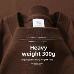 Summer Light Blue 300g Heavy Cotton Short-sleeved T-shirt Loose Men's and Women's Casual Half-sleeves Tee