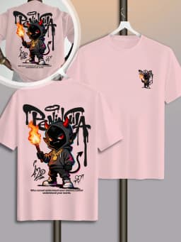 Streetwear Style Cartoon Devil Graffiti Print on Premium 100% Cotton Mens T Shirt Perfect for Summer Urban Style