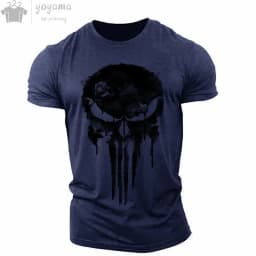 Men's T-shirt 3d Printed Military Patriotic Skull O-neck T-shirt, Oversized T-shirt, Short-sleeved T-shirt, Men's Sportswear Top