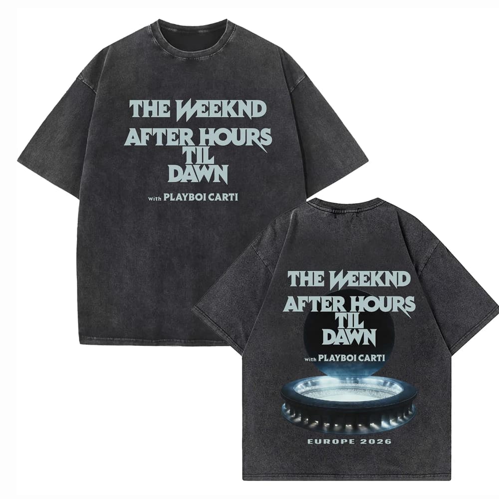 THE WEEKND After Hours Til Dawn Europe Tour 2026 Washed T-shirt Harajuku Vintage O-Neck Short Sleeve Cotton T-Shirts