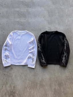 Street Retro Trend Loose Double Sleeved English Printed Round Neck Casual Long Sleeved T-Shirt