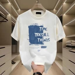 Summer 230g heavy cotton fashion versatile short-sleeved t-shirt men's fashion casual printed half-sleeved top