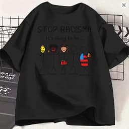 Unique Stop Racism Its Ok to Be T-Shirt Men Crewneck Cotton T Shirt Short Sleeve Tees Birthday Gift Clothing
