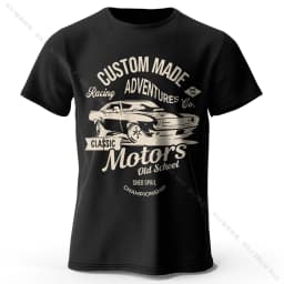 Men's Motors Printed T-Shirt 100% Cotton Oversized Vintage Old School Graphic Tees for Men Women Summer Tops