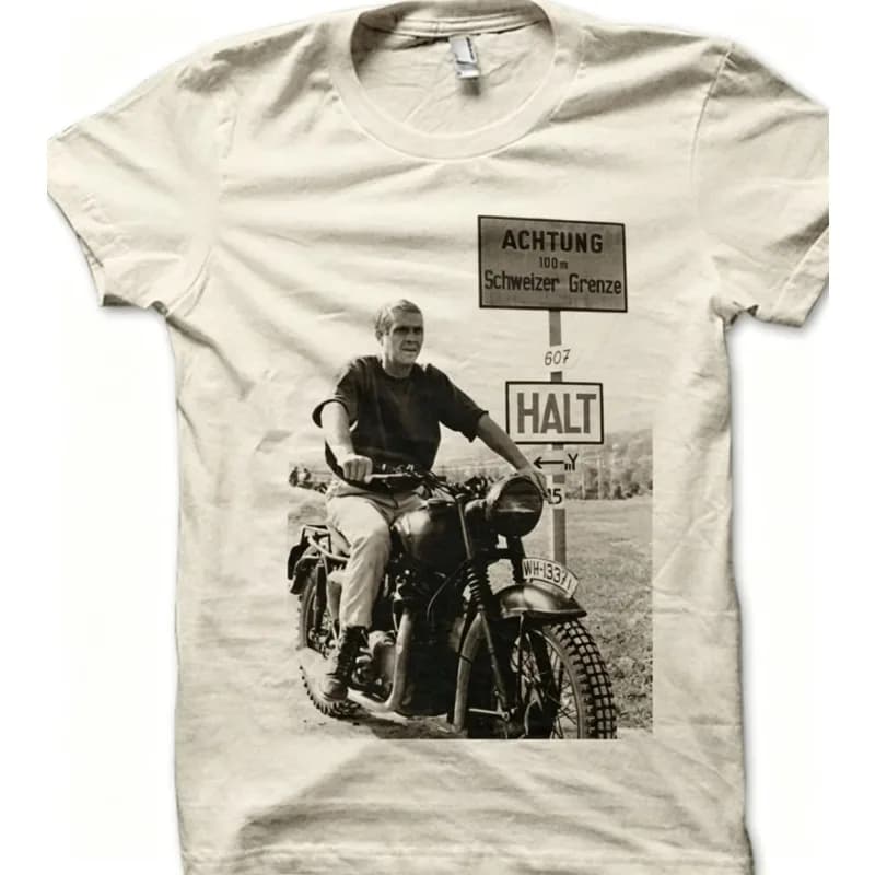 Retro Classic Motorcycle Printed T-shirt From 'The Great Escape' Summer New Item Suitable for Both Men and Women, Casual T-shirt