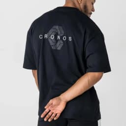 2026 CRONOS Minimalist T-Shirt, Letter Logo Print, Oversized Heavy Cotton Streetwear For Men Women Casual Summer Short Sleeve