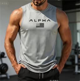 Summer Men Breathable Mesh Sleeveless Top Quick Dry Printed Tank Tops Gym Workout Running Training Sports Fitness SleevelessVest