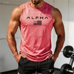 Summer Men Breathable Mesh Sleeveless Top Quick Dry Printed Tank Tops Gym Workout Running Training Sports Fitness SleevelessVest